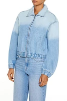 Gradient Denim Bomber Jacket