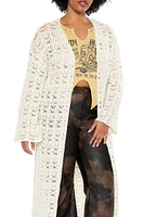 Plus Longline Crochet Kimono