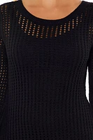 Sheer Crochet Bell-Sleeve Dress