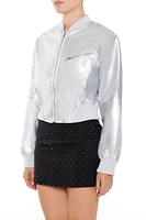 Faux Leather Bomber Jacket