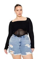 Plus Sweater-Knit Crop Top