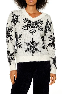 Fuzzy Knit Snowflake Sweater