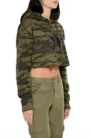 Camo Print Star Cropped Hoodie