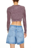 Cropped Rib-Knit Cardigan Sweater