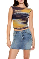 Abstract Wash Cutout Crop Top