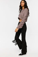 Faux Suede Fringe Flare Pants