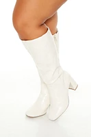 Faux Croc Knee-High Boots (Wide)