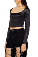 Satin Square-Cut Crop Top