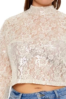 Plus Sequin Lace Top