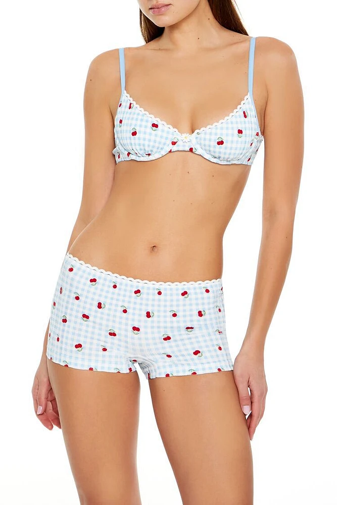 Seamless Gingham Cherry Bra