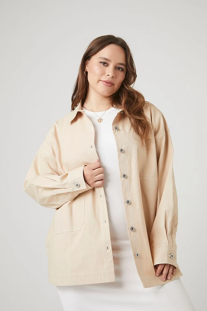 Plus Button-Front Shacket