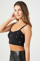 Sweater-Knit Rhinestone Cropped Cami