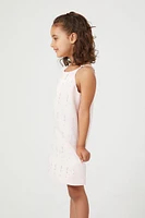 Girls Rhinestone Satin Dress (Kids)