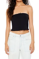 Pointelle Knit Bow Tube Top