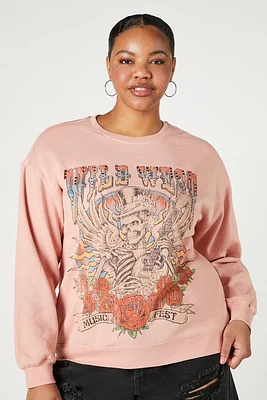 Plus Rhinestone Wild West Graphic Pullover