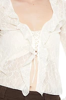 Lace Ruffle-Trim Top