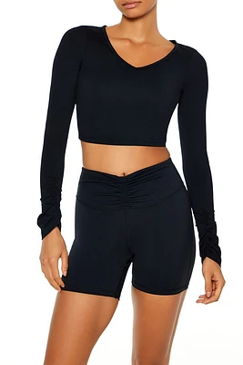 Active Ruched Thumbhole Crop Top