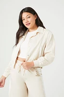 Side-Striped Cropped Bomber Jacket