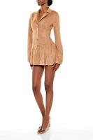 Pleated Faux Suede Romper