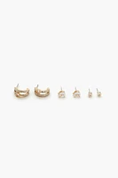 Rhinestone Hoop & Stud Earring Set