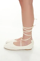 Crochet Lace-Up Ballet Flats