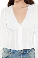 Plunging Tie-Back Poplin Top