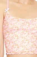 Floral Print Bow Cropped Cami