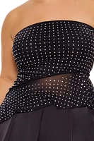 Plus Rhinestone Strapless Top