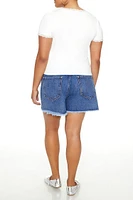 Plus Frayed Denim Shorts