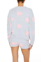 Heart Print Pajama Sweater