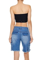 Cropped Eyelet Tube Top