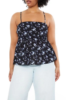 Plus Floral Print Flounce Cami