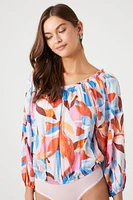 Ruffle Floral Print Bodysuit
