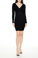 Twist-Front Mini Sweater Dress