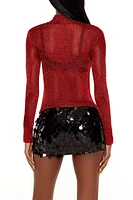 Sheer Glitter Turtleneck Sweater