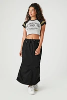 Toggle Drawstring Cargo Midi Skirt