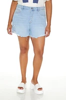 Plus Distressed Denim Shorts