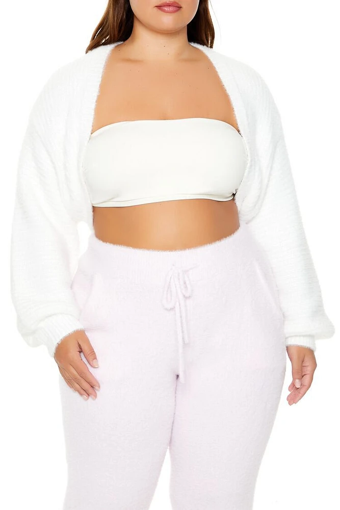 Plus Fuzzy Shrug Cardigan Sweater