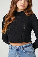 Cropped Open-Knit Sweater