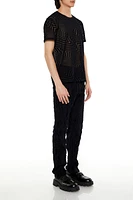 Frayed Mid-Rise Slim-Fit Jeans