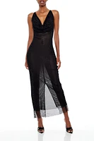 Fishnet Cowl Neck Maxi Dress