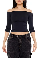 Ruched Off-the-Shoulder Crop Top