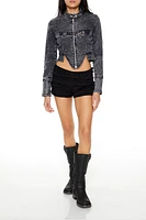 Denim Mineral Wash Moto Jacket