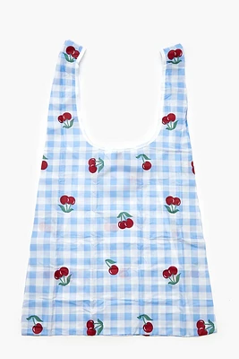 Gingham Cherry Packable Tote Bag