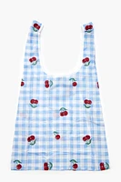 Gingham Cherry Packable Tote Bag