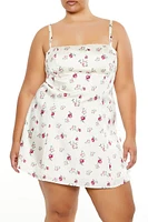 Plus Floral Print Mini Dress