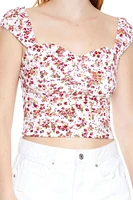 Floral Print Sweetheart Crop Top