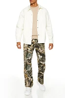 Leaf Camo Print Mid-Rise Pants