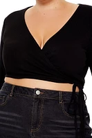 Plus Cropped Wrap Top