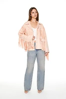 Fringe Faux Suede & Gem Jacket